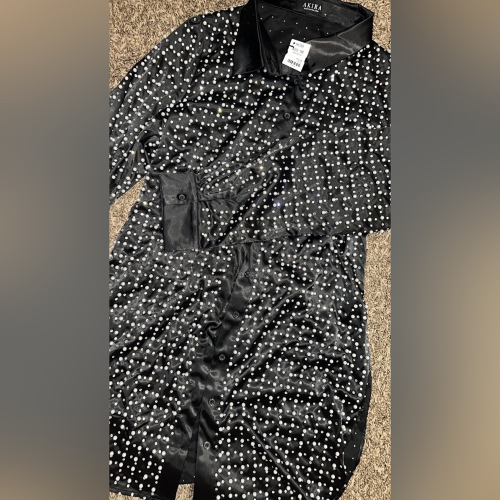 Fully beaded and Pearl button up